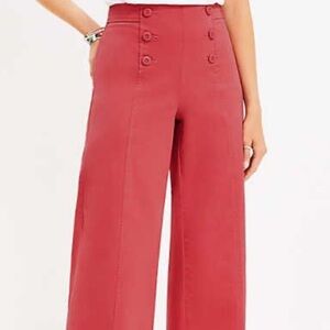 LOFT Nantucket Red Sailor Wide-Leg Pants